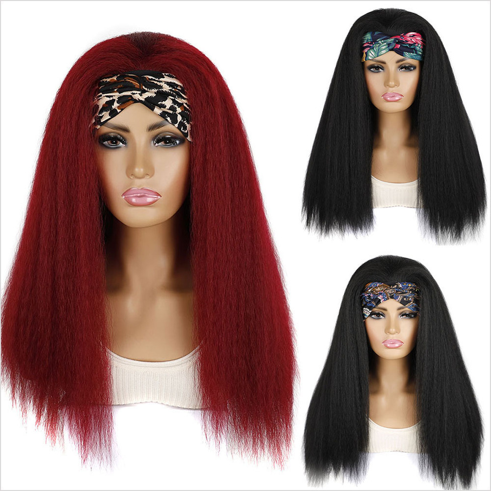 Export Headband Wig With Crinkle Texture - Scarf Style Long Hair Headpiece