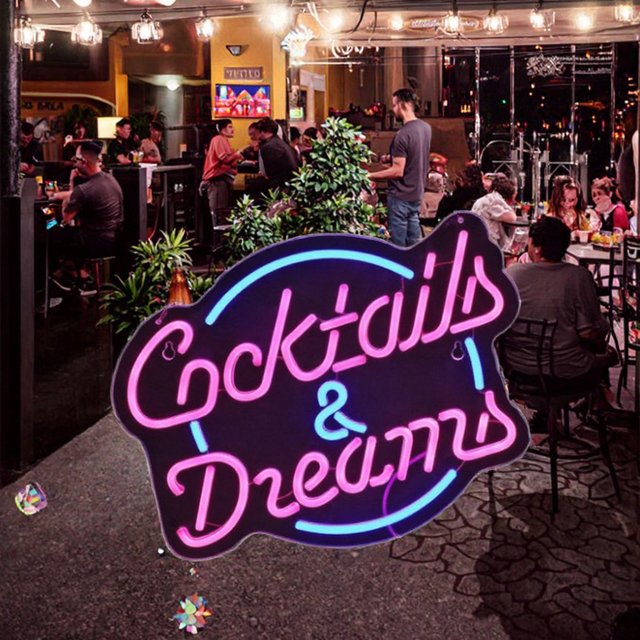 Custom LED Neon Sign UV Printed Design Flexible Rope Light Handmade Glass Tube Neon Sign for Bar