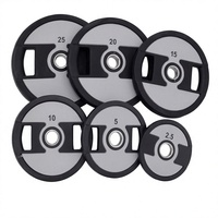 Disques de musculation en fonte 20 kg, écologiques et durables, revêtement caoutchouc, grand trou avec poignées, pour usage commercial