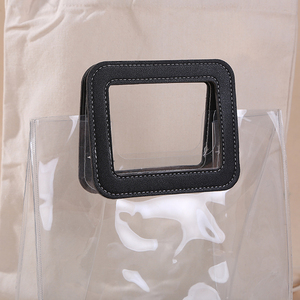PVC 투명 창 투명 꽃집 핸들 활 리본 투명 플라스틱 선물 포장 가방 사용자 정의 로고 웨딩 - Product Image 3