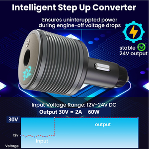 Adaptateur de voiture Starlink Mini 12V vers 30V 2A, convertisseur <span class=keywords><strong>DC</strong></span> élévateur 60W en alliage d'aluminium de haute qualité, charge rapide pour allume-cigare de voiture - Product Image 3