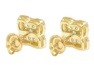 <b>Silver</b> Yellow Tone Cluster <b>Stud</b> Earrings with Lab Grown Diamonds 10K Gold Plated Wedding Jewelry for Women - Product Image 1