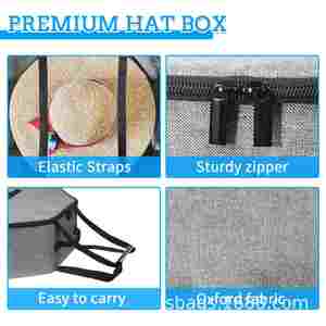 Grand sac de rangement pliable avec boîte organisatrice pour chapeaux de cowboy, idéal pour les voyages, fermeture éclair, boîte à chapeaux portable - Product Image 3