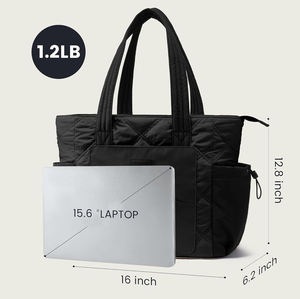 Sac à main de voyage, de sport et de shopping en nylon matelassé léger, grande capacité, résistant à l'eau, avec fermeture éclair, vente en gros - Product Image 2