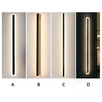 Lampe murale longue et étroite décorative, étanche, pour jardin, cour, noire, LED, simple, rectangulaire, lampes murales d'extérieur