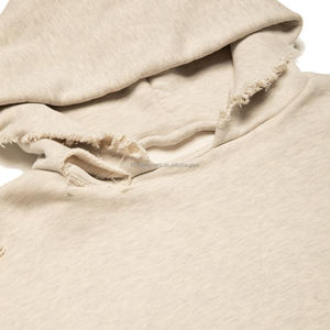 Sudadera con capucha unisex personalizada con lavado ácido, efecto desgastado, corte crudo en el bajo, doble capa y cremallera para hombre - Product Image 3