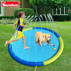 Tapis gonflable à jet d'eau Amebust, rond de 170 cm, pour jeux en plein air pour enfants et animaux domestiques, avec fonction d'arrosage - Product Image 2