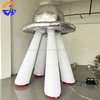 Ballon gonflable OVNI argenté avec lumières LED intégrées, thème scientifique spatial et extraterrestre, décoration pour événements et fêtes en extérieur