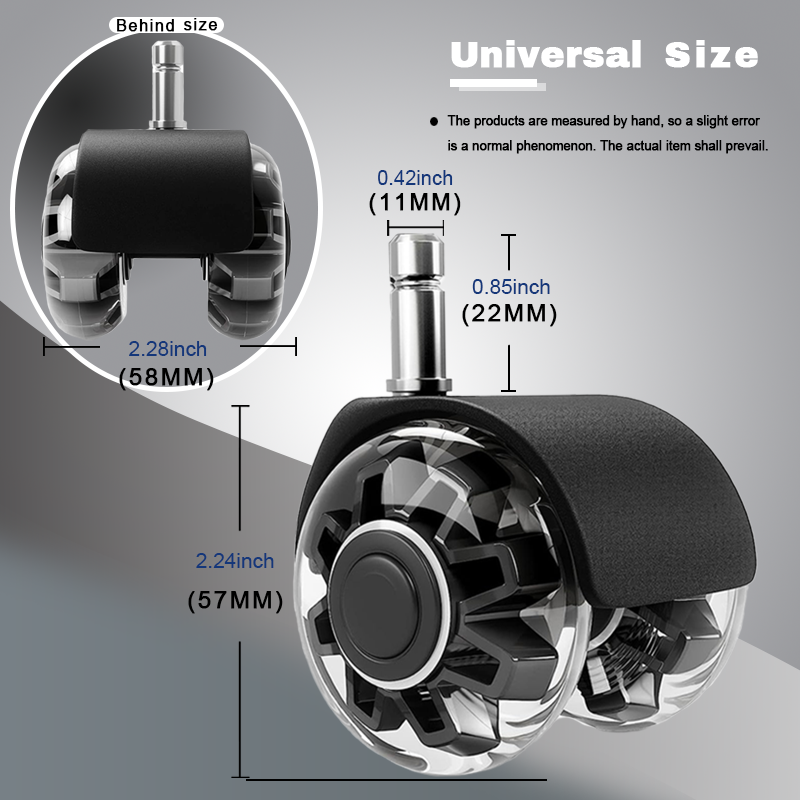 Free OEM Luxury New Design 2 Inch Castor Universal Black Heavy-Duty Office Chair Caster Wheels Mute Rubber Chair Casters