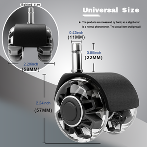 Kostenlose OEM Luxus New Design 2 Zoll Rolle Universal Schwarz Hochleistungs-Bürostuhl Lenk rollen <span class=keywords><strong>Mute</strong></span> Gummi Stuhl Rollen - Product Image 4