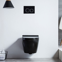 Nouveau design toilette suspendue sans monture noir mat toilette flottante salle de bain toilette de luxe ensemble moderne