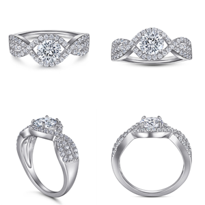 Venta al por mayor joyería fina Zirconia cúbica anillos de boda de compromiso promesa solitaria de moda para fiestas regalos hechos plata esterlina - Product Image 4