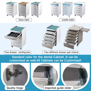 Chariot <span class=keywords><strong>mobile</strong></span> dentaire en acier inoxydable à 5 tiroirs avec roues manuelles Équipements et accessoires de thérapie orale Chariots médicaux - Product Image 2