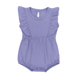En gros Combinaison à volants sans manches en bambou et élasthanne pour nouveau-né, unie, décontractée, pyjama, vêtement de nuit, barboteuse, body pour bébé - Product Image 3