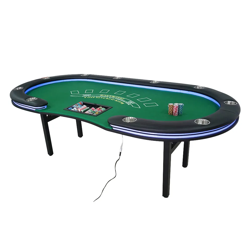 Table de Blackjack Texas Hold'em pliable en feutre vert personnalisé Table de loisirs de casino pour jouer aux jeux de cartes Dominos