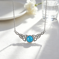 Collier chaîne à maillons en argent sterling 925 avec pierres précieuses turquoise et topaze bleue, bijoux minimalistes pour femmes, bijoux de fête