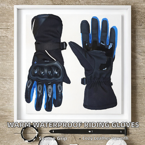 Winter Motorcycle <b>Gloves</b> Cross-Mirror <b>Waterproof</b> Warm Leather Buckle Closure Unisex Non-Slip Touchscreen Compatible Riding - Product Image 2