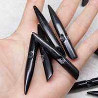 Kancing Tanduk Hitam Bentuk Strip Panjang Berkualitas Tinggi Stok Grosir, Kancing Tulang Putih, Kancing Tanduk Alami Custom, Kancing Dekoratif