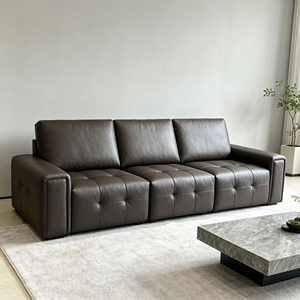 Sofá Seccional Moderno en Forma de L de Cuero Genuino con Respaldo Acolchado y Patas de Metal para Sala de Estar - Product Image 4
