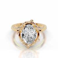 Bague en moissanite ovale 2 carats, couleur D, pureté VVS1, sertie à griffes, en argent S925 plaqué or 18 carats, bijou minimaliste de haute joaillerie