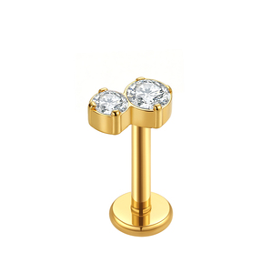 <span class=keywords><strong>Labret</strong></span> de <span class=keywords><strong>piercing</strong></span> tendance et élégant en titane plaqué or 24K, serti à griffes, à filetage interne, pour lèvre, cadeau de mariage et de fête - Product Image 5