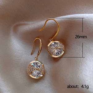 Orecchini Pendenti Rotondi Minimalisti Scintillanti per Donne, Eleganti Gioielli da Orecchio alla Moda - Product Image 5