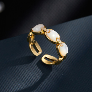 Minimalist Luxury Natural Seashell <b>Open</b> <b>Ring</b> For Women Adjustable Gold Plated Index Finger <b>Ring</b> Geometric Shape Everyday Wear - Product Image 4
