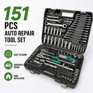 Kit d'outils multifonction 151 pièces, jeu de clés à cliquet en aluminium, jeu de clés à douilles en acier, boîte à outils, ensembles d'outils à main - Product Image 2