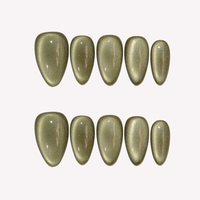 Offre Spéciale : Faux Ongles à Presser Amande Effet Œil de Chat en Verre Acrylique Vert Olive Vintage, Faits Main, Personnalisables, Vente en Gros, Idéaux pour le Quotidien, les Fêtes et les Rendez-vous