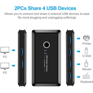 Vcom plug <span class=keywords><strong>and</strong></span> play USB KVM chuyển đổi 5gbps USB3.0 2 máy tính chia sẻ 4 thiết bị USB Flash Drive bàn phím chuột máy in - Product Image 4