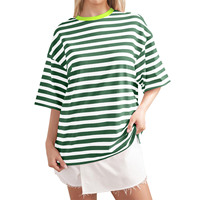 T-shirts d'été à rayures à manches courtes pour femmes Pullover Tops à col en O Harajuku Female Casual Loose Tees 2025 Ladies Basic Shirts