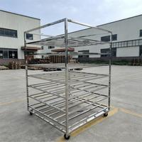 Carro de acero inoxidable de grado alimenticio personalizado para colgar carne y salchichas, carro para ahumar salmón