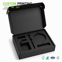 Boîte d'expédition en carton ondulé noir personnalisée avec couvercle pliable et plateau en mousse pour kit électronique et outils, vente en gros en vrac, directement de l'usine
