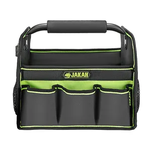 Tool Bag With Tool Heavy Duty With Steel Bar Handle For Repairman Electrician 1680D Portable Tool Tote Large Opening Carrier Car Repair Tool Bag