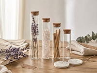 Frascos de Vidrio Transparente de 15 ml, Tubos de Ensayo con Tapón de Corcho, Forma Cilíndrica, 1.5 cm de Grosor, con Estampado Dorado en Relieve