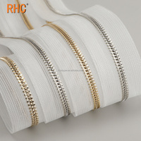 5 #   Fermeture éclair en maille transparente argentée à dents en Y, ouverture bidirectionnelle, double curseur, fermeture éclair métallique pour vêtements et accessoires