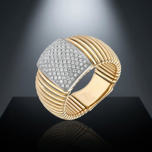 Luxury Women's 18K <b>Gold</b> <b>Cocktail</b> <b>Ring</b> With Round Brilliant Cut Diamond Geometric Design Party Jewelry - Product Image 3
