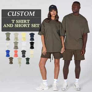 Customized 2 Piece Short Set Summer Unisex Sweatsuit Printed Short Sleeve Summer Shorts <b>t</b> Shirt Set for Men - Product Image 1