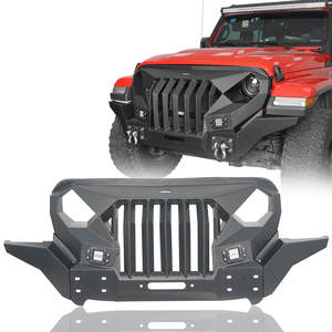 NEWWIND Protection avant Remplacement de la calandre du pare-chocs avec des lumières LED Garde de voiture Remplacement de pare-chocs pour <span class=keywords><strong>Jeep</strong></span> Wrangler JK Pare-chocs - Product Image 1