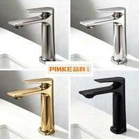 Robinet de lavabo monocommande moderne et contemporain pour salle de bain d'hôtel, à poser sur le comptoir, eau froide uniquement, en zinc noir, avec valve en céramique