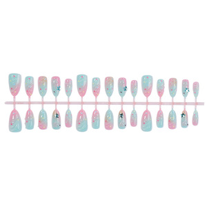 Uñas Postizas de Almendra con Degradado <span class=keywords><strong>Verde</strong></span> Menta, Efecto Ojo de Gato, Elegantes en Tonos Fríos, Removibles, para Mujer - Product Image 4