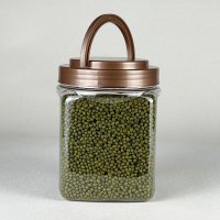 Pot en plastique alimentaire de 1/2 gallon avec couvercle et étiquette, pot carré en plastique