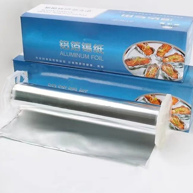 Rolo de papel alumínio com suporte para embalagem de alimentos, papel de 3m-150m