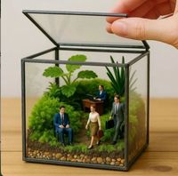 Vase de table en verre borosilicate pour plantes succulentes et plantes aériennes – Écologique, durable, design artistique moderne