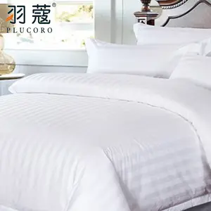 Cotton Bed Sheet Set Hotel 3cm Stripe Hotel Linen Set 100% Cotton 300T Hotel Bed Linen Sheets Stripes Wholesale