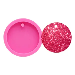 Porte-clés rond en résine silicone, moule pour porte-clé personnalisé brillant, bricolage