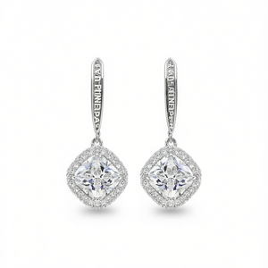 Pendientes de Diamantes Eve Primidas, Corte Princesa, Oro Blanco, Color D, Naturales, Certificados por GIA, Joyería de Boda, Estilo Clásico para Mujer - Product Image 1