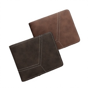 Cartera Horizontal Corta de Estilo Europeo Americano, 80% Cuero PU, Diseño de Bloques de Color, Múltiples Ranuras para Tarjetas, Impermeable - Product Image 4