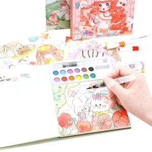 LISI Nouveaux Livres de Peinture Miniatures Mignons et Peignables pour Enfants avec 12 Couleurs de Peinture Aquarelle, 24 Feuilles, Impression Numérique - Product Image 3