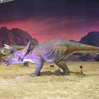 Modèle de dinosaure animatronique réaliste simulé, Triceratops géant pour parc d'aventure en plein air
